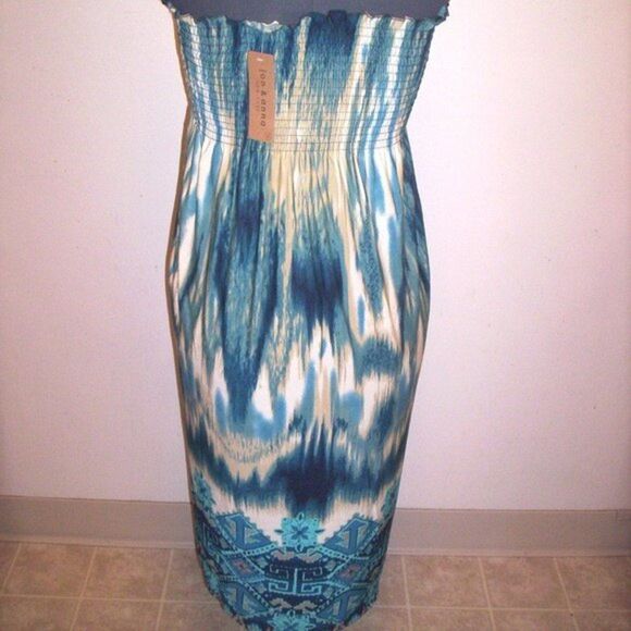 Jon & Anna Small Summer South of the Border Smocked Halter Beaded Tie Sundress - Picture 7 of 10